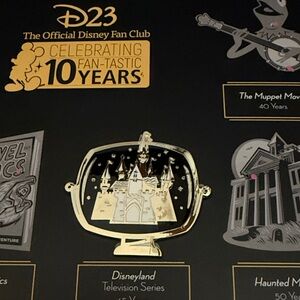Disney D23 Disneyland Television Series Castle Pin in Silver and Black